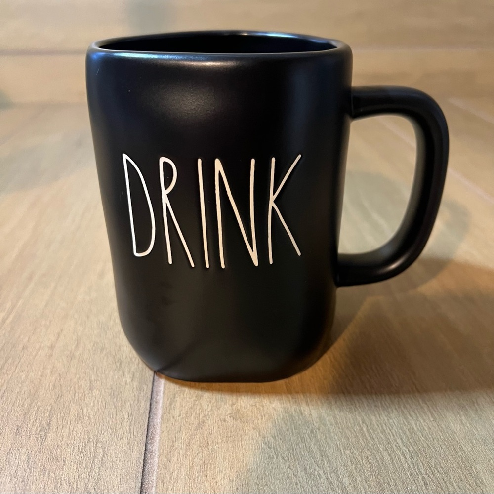 Rae Dunn Black Mug with 'Drink' Text
